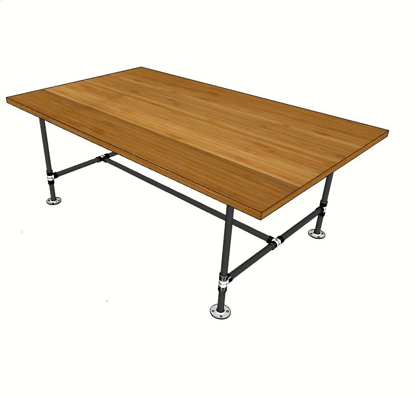 bàn gỗ tre chân ống nước
