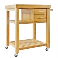 KIB002- Kệ di động nhà bếp KIBamboo có bánh xe 80x50x90cm