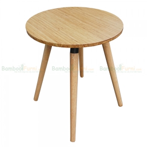 CFB006- Bàn CafeBamboo tròn 60cm màu tự nhiên chân gỗ
