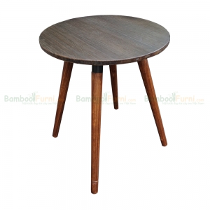 CFB007- Bàn CafeBamboo tròn 60cm màu nâu chân gỗ