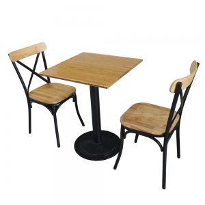 BFCBCF003 - Combo bàn CAFEBAMBOO chân sắt gang và ghế cafe lưng sắt
