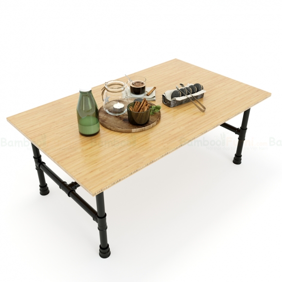 TB005 - Bàn trà TEABAMBOO 60x100x40cm chân ống nước