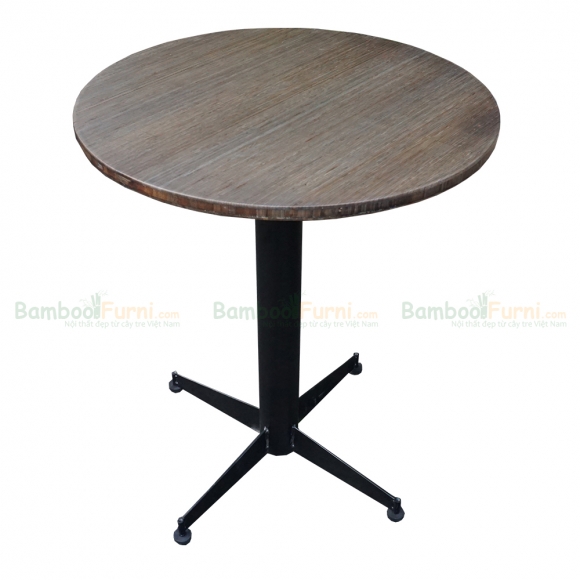 CFB008 - Bàn CafeBamboo tròn 60cm màu tự nhiên chân sắt