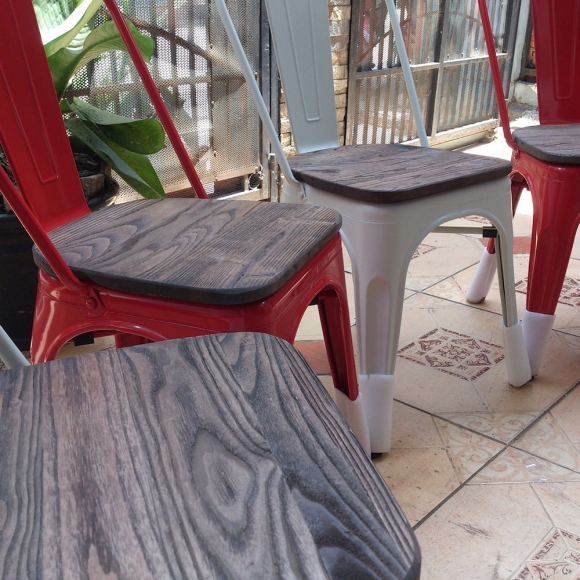 BFG005 - Ghế cafe tolix mặt gỗ có lưng tựa