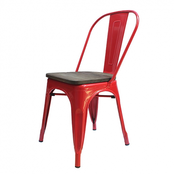 BFG005 - Ghế cafe tolix mặt gỗ có lưng tựa
