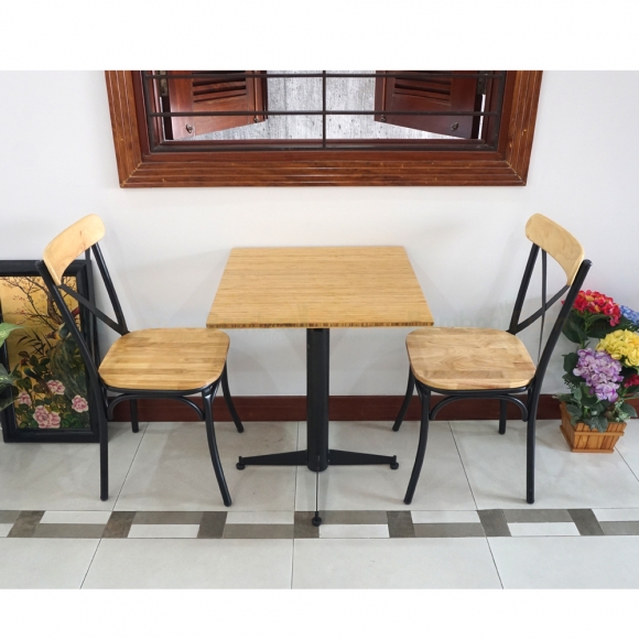 Combo bàn CAFEBAMBOO vuông chân sắt và ghế cafe lưng sắt