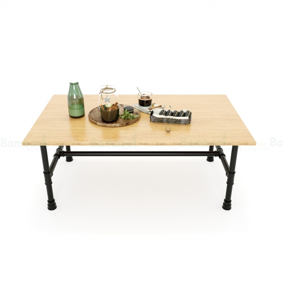 TB005 - Bàn trà TEABAMBOO 60x100x40cm chân ống nước