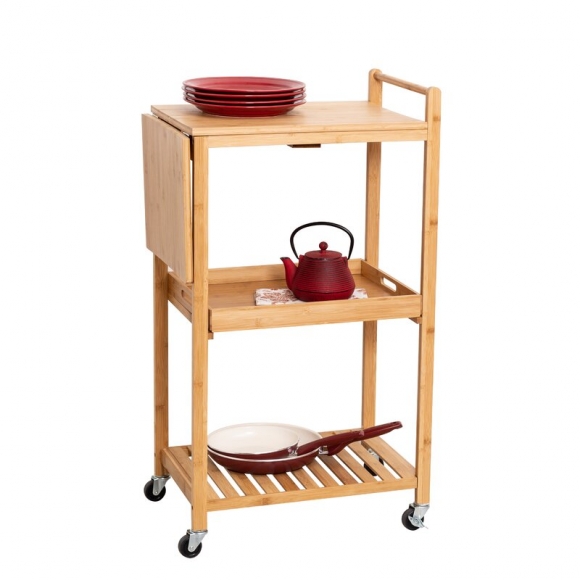 KIB008 - Kệ bếp di động KIBamboo có bánh xe 38x56x96cm