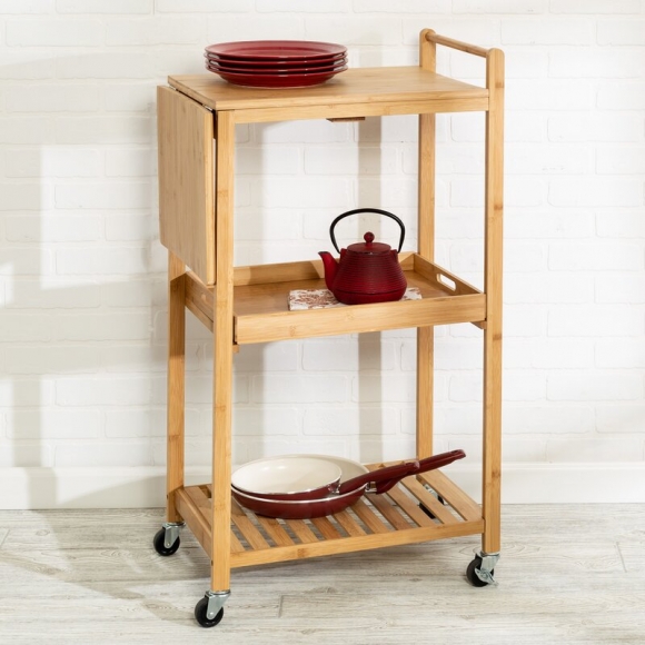 KIB008 - Kệ bếp di động KIBamboo có bánh xe 38x56x96cm