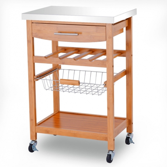 KIB003 - Kệ bếp di động KIBamboo có bánh xe 60x40x85cm