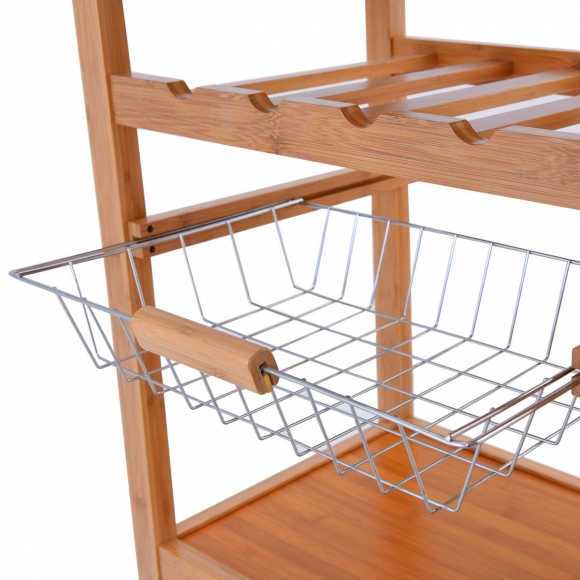 KIB003 - Kệ đảo bếp di động KIBamboo có bánh xe 60x40x85cm