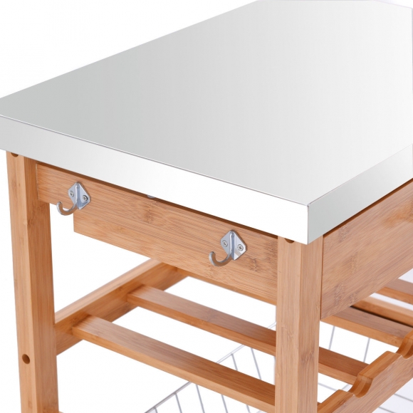 KIB003 - Kệ đảo bếp di động KIBamboo có bánh xe 60x40x85cm