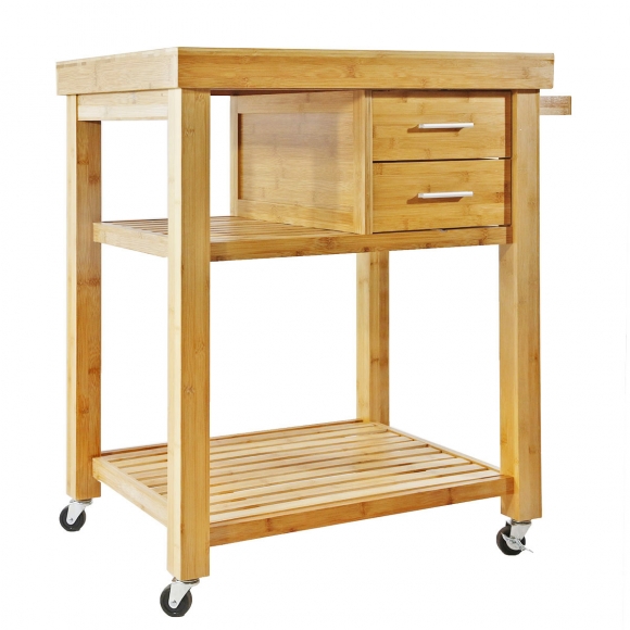 KIB002- Kệ di động nhà bếp KIBamboo có bánh xe 80x50x90cm