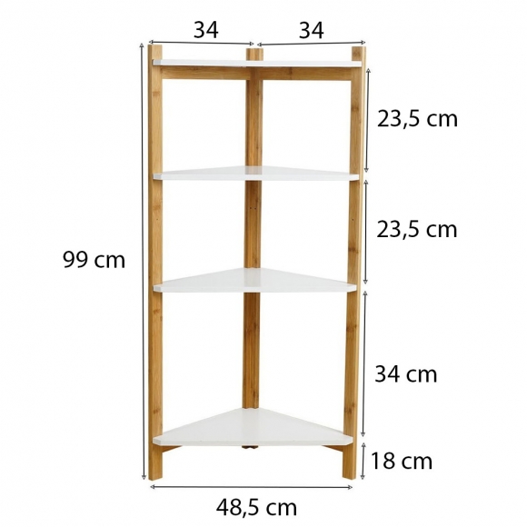BFKS029 - Kệ góc tường 4 tầng gỗ tre 34x34x99cm