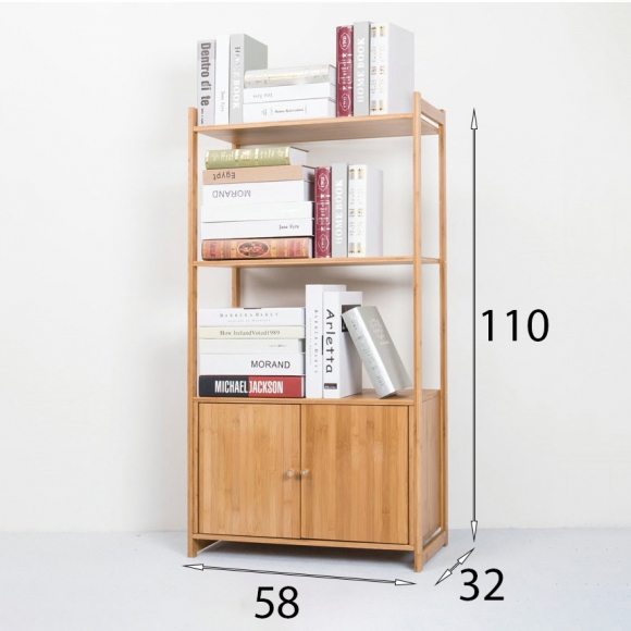 BFKS032 - Kệ tủ trang trí 2 cánh gỗ tre 58x32x110cm