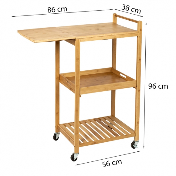 KIB008 - Kệ bếp di động KIBamboo có bánh xe 38x56x96cm