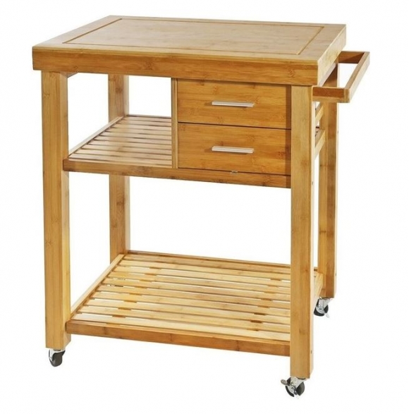 KIB002- Kệ di động nhà bếp KIBamboo có bánh xe 80x50x90cm