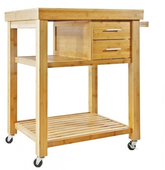 KIB002- Kệ di động nhà bếp KIBamboo có bánh xe 80x50x90cm