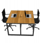 BFSE001 - Cụm bàn làm việc 2 người gỗ tre chân sắt