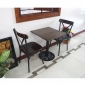 BFCBCF006 - Combo bàn CAFEBAMBOO chân sắt hoa văn và ghế lưng sắt màu nâu